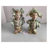 Porcelain man and woman busts, appr... Porcelain man and woman busts, appr...