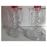 (2) Cranberry glass candle holders ... (2) Cranberry glass candle holders ...