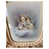 Framed picture of child and angels,... Framed picture of child and angels,...