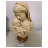 Bust of Mary holding Jesus, chalkw... Bust of Mary holding Jesus, chalkw...