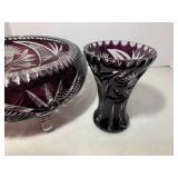 (2) Amethyst pcs. Bowl and vase... (2) Amethyst pcs. Bowl and vase...