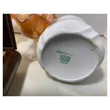 Carnival glass, lidded tea jar and ... Carnival glass, lidded tea jar and ...