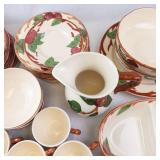 Plum Pattern Cream Ceramic Dinnerware Set - Cups Plates Bowls Pitcher Butter Dish