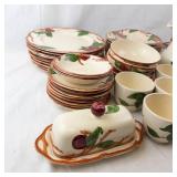 Plum Pattern Cream Ceramic Dinnerware Set - Cups Plates Bowls Pitcher Butter Dish