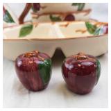 Plum Pattern Cream Ceramic Dinnerware Set - Cups Plates Bowls Pitcher Butter Dish