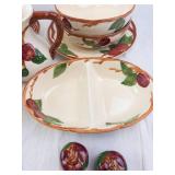 Plum Pattern Cream Ceramic Dinnerware Set - Cups Plates Bowls Pitcher Butter Dish