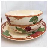 Plum Pattern Cream Ceramic Dinnerware Set - Cups Plates Bowls Pitcher Butter Dish