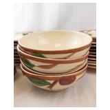 Plum Pattern Cream Ceramic Dinnerware Set - Cups Plates Bowls Pitcher Butter Dish