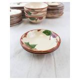Plum Pattern Cream Ceramic Dinnerware Set - Cups Plates Bowls Pitcher Butter Dish