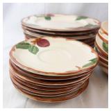 Plum Pattern Cream Ceramic Dinnerware Set - Cups Plates Bowls Pitcher Butter Dish