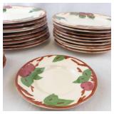 Plum Pattern Cream Ceramic Dinnerware Set - Cups Plates Bowls Pitcher Butter Dish