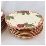 Plum Pattern Cream Ceramic Dinnerware Set - Cups Plates Bowls Pitcher Butter Dish