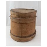 Vintage Wooden Bucket With Lid And Wire Handle