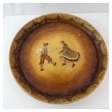 Pair of Vintage Hand-Painted Round Plates - Dancing Couple Scene