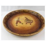 Pair of Vintage Hand-Painted Round Plates - Dancing Couple Scene