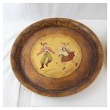 Pair of Vintage Hand-Painted Round Plates - Dancing Couple Scene