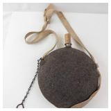 Canteen - Vintage Round Flask with Felt Cover, Cork Stopper & Canvas Strap