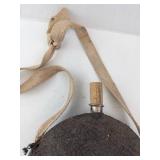 Canteen - Vintage Round Flask with Felt Cover, Cork Stopper & Canvas Strap