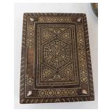 Inlaid Wood Boxes & Brass Floral Bowl (Lot of 3)