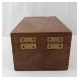Filing Card Box - Wooden with Hinged Lid