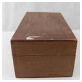 Filing Card Box - Wooden with Hinged Lid