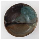 Teal-Brown Glazed Ceramic Bowl - Handmade Stoneware with Unglazed Foot