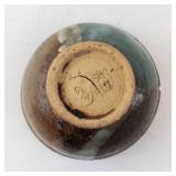 Teal-Brown Glazed Ceramic Bowl - Handmade Stoneware with Unglazed Foot
