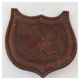Antique Leather Shield Patch - Embossed Running Figure