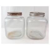 Vintage Clear Glass Mason Storage Jars (Lot of 2)