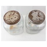 Vintage Clear Glass Mason Storage Jars (Lot of 2)