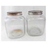 Vintage Clear Glass Mason Storage Jars (Lot of 2)