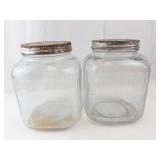 Vintage Clear Glass Mason Storage Jars (Lot of 2)