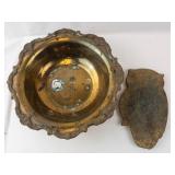Penco Owl Plaque & Brass Bowl - Vintage Brass Decor Set