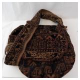 Vintage Kilim Carpet Bag with Ring Handle - Heavy Wool Tote