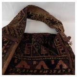 Vintage Kilim Carpet Bag with Ring Handle - Heavy Wool Tote