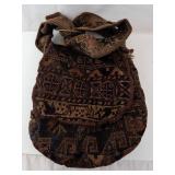 Vintage Kilim Carpet Bag with Ring Handle - Heavy Wool Tote