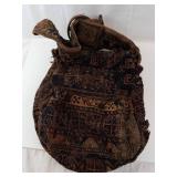 Vintage Kilim Carpet Bag with Ring Handle - Heavy Wool Tote