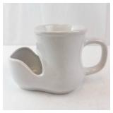 Vintage Shaving Mug - Sail Ship Print - White Ceramic