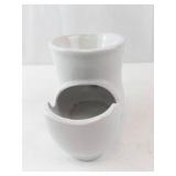 Vintage Shaving Mug - Sail Ship Print - White Ceramic