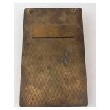 Antique Brass Notepad Holder With Flip Lid - Diamond Pattern Desk Accessory