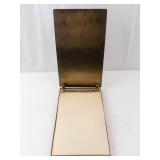 Antique Brass Notepad Holder With Flip Lid - Diamond Pattern Desk Accessory