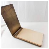 Antique Brass Notepad Holder With Flip Lid - Diamond Pattern Desk Accessory