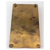 Antique Brass Notepad Holder With Flip Lid - Diamond Pattern Desk Accessory