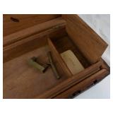 Hand-Carved Wooden Jewelry Box Chest With Floral Border And Scenic Panels - 14 in Long