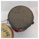 Vintage Hand Drums with Brass Bells - 2 Drums & Bells Set