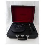 Crosley Portable Turntable in Black Case with Red Interior (needs power cable, untested)