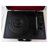 Crosley Portable Turntable in Black Case with Red Interior (needs power cable, untested)