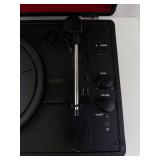 Crosley Portable Turntable in Black Case with Red Interior (needs power cable, untested)