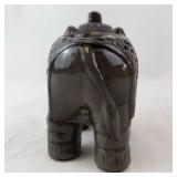 Elephant Ceramic Figurine with Lattice Back - Dark Glaze