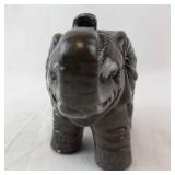 Elephant Ceramic Figurine with Lattice Back - Dark Glaze